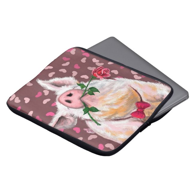 Gentleman Pig - Romantik - Funny Laptopschutzhülle (Vorne Oben)