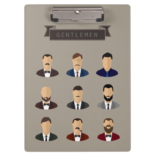 Gentleman Retro Style Klemmbrett (Vorderseite)