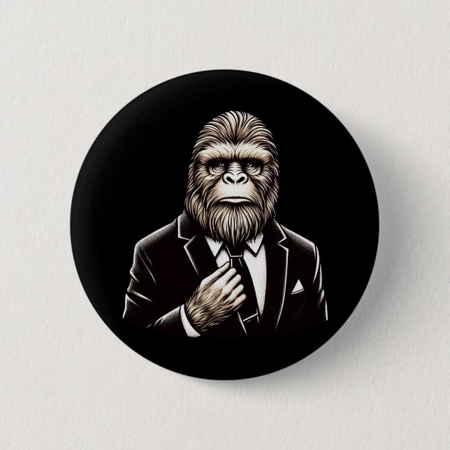 Gentleman Sasquatch - Funny Bigfoot Button (Vorderseite)