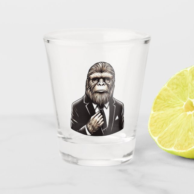 Gentleman Sasquatch - Funny Bigfoot Schnapsglas (Vorderseite)