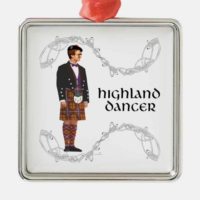 Gentleman Scottish Highland Dancer Silbernes Ornament (Vorne)