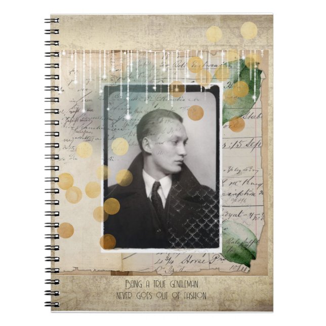 Gentleman Vintages Design mit Zitat Notizblock (Vorderseite)