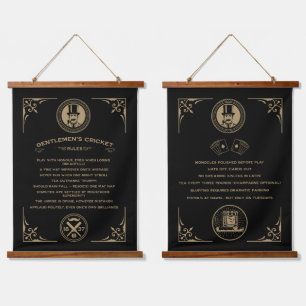 Gentlemans Viktorianische Cricket Rules Art Wandteppich Mit Holzrahmen