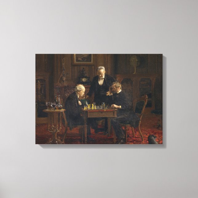 Gentlemen Playing a Game of Schach (Thomas Eakins) Leinwanddruck (Vorderseite)