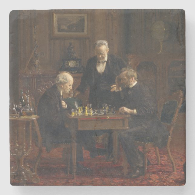 Gentlemen Playing a Game of Schach (Thomas Eakins) Steinuntersetzer (Vorderseite)