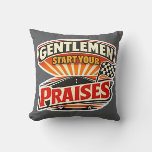 Gentlemen Start Your Praises – Christliches Retro Kissen