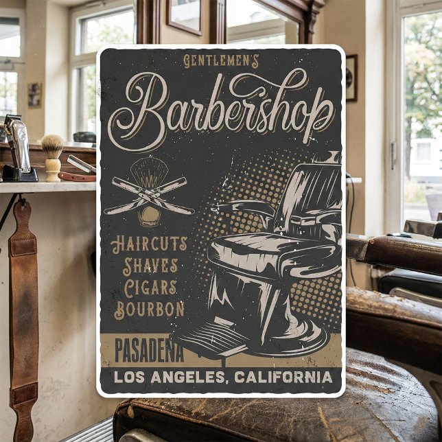 Gentlemen's Barbershop Retro Haarschnitte Shaves Quadratischer Aufkleber (Von Creator hochgeladen)