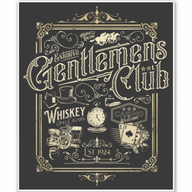 Gentlemen's Club Retro Aufkleber (Vorderseite)
