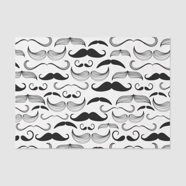 Gentlemens Mustache Muster in allen Formen und Grö Seidenpapier (Vorderseite)