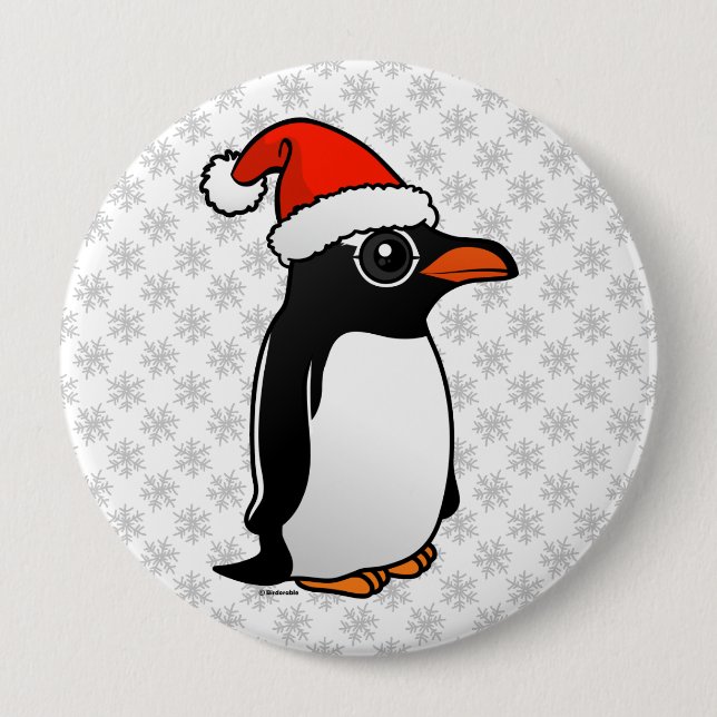 Gentoo Penguin Santa Button (Vorderseite)