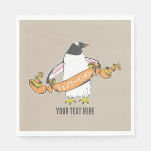 Gentoo Pinguin Japanisch schreiben Kanji Serviette