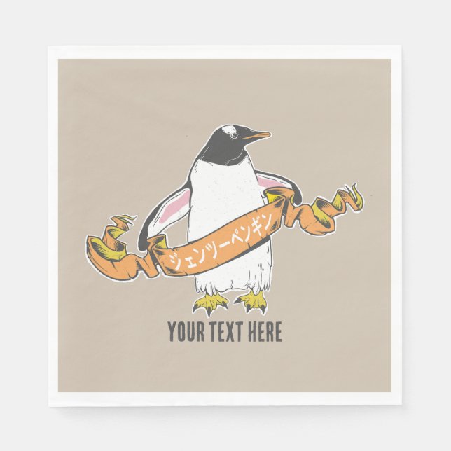 Gentoo Pinguin Japanisch schreiben Kanji Serviette (Vorderseite)