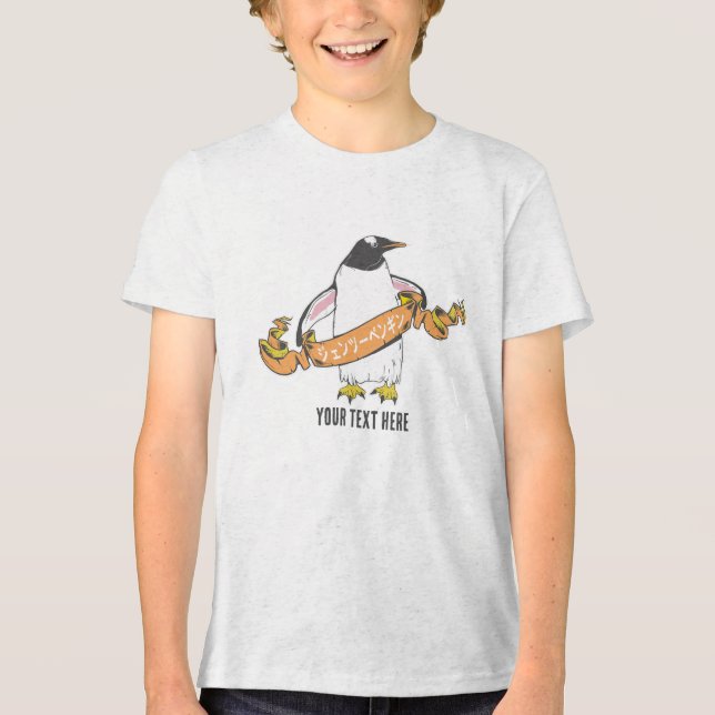 Gentoo Pinguin Japanisch schreiben Kanji Tri-Blend Shirt (Vorderseite)