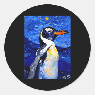 Gentoo Pinguin Sternennacht Malerei Männer Frauen  Runder Aufkleber
