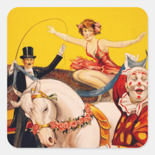Gentry Bros. Circus Poster ft. Miss Louise Hilton Quadratischer Aufkleber