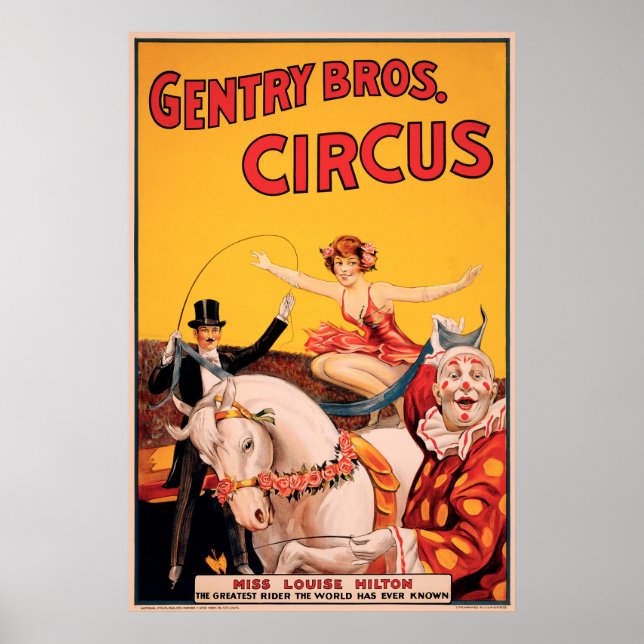 Gentry Bros. Zirkus Poster (Vorne)