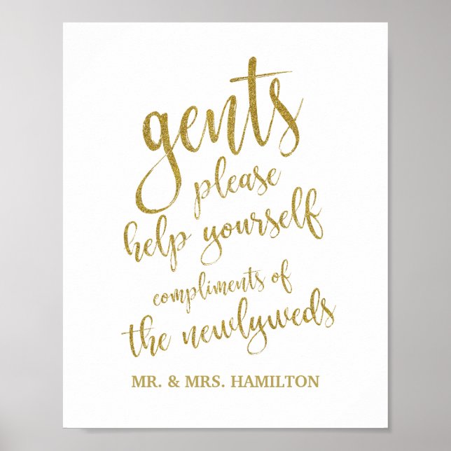 Gents Bad Basket Glitzer 8x10 Hochzeitszeichen Poster (Vorne)