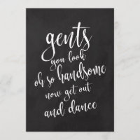 Gents Bad erschwingliche Chalkboard-Hochzeitszeich