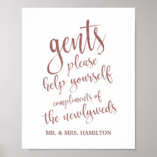 Gents Bathroom Basket Rose Gold Glitzer 8x10 Zeich Poster