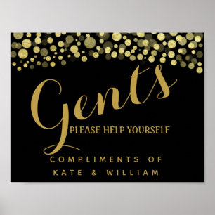 Gents restroom sign - Warenkorb-GOLD-Zeichen Poster