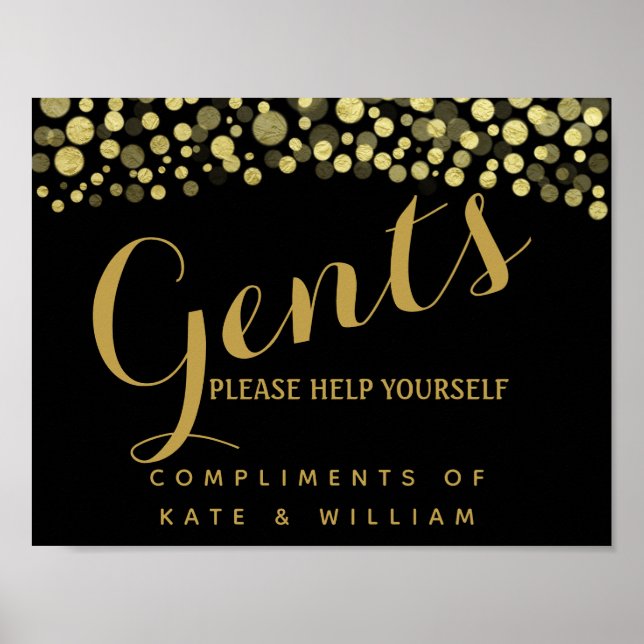 Gents restroom sign - Warenkorb-GOLD-Zeichen Poster (Vorne)