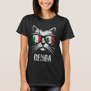 Genua Italien Funny Cat Vintage italienische Flagg T-Shirt
