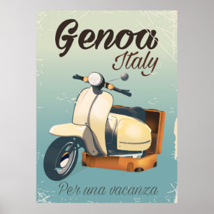 Genua Italien Für einen Urlaub Vintage Poster