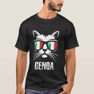 Genua Italien Lustige Katze Italienische Flagge T-Shirt