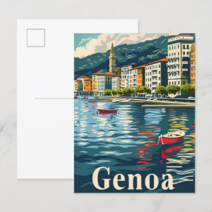 Genua Italien Vintage Retro Reise Illustration Postkarte