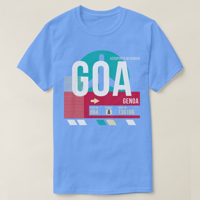 Genua Italy GOA Airport Code Gepäckmarke T-Shirt (Design vorne)