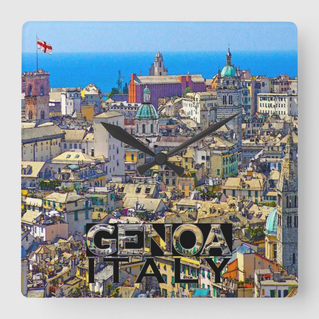 Genua Quadratische Wanduhr (Vorderseite)