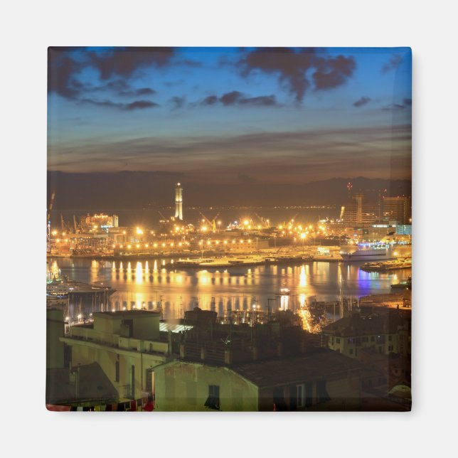 Genua und der Hafen am Abend Magnet (Vorne)