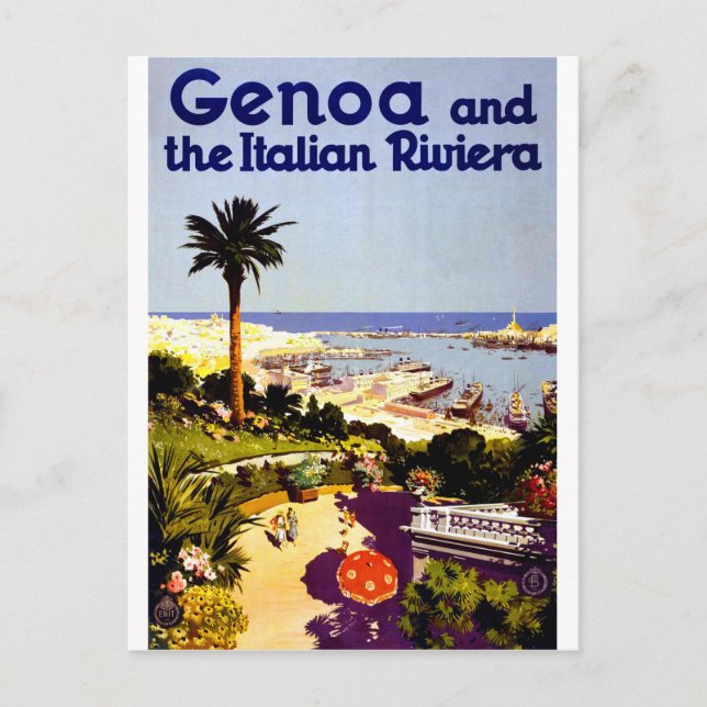 Genua und Italienische Riviera, Italien, Vintage R Postkarte (Vorderseite)
