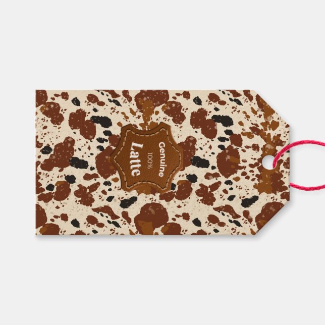 Genuine 100% Latte Cowhide Pattern | Neutral  Geschenkanhänger (Vorderseite (Horizontal))