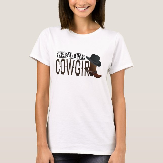 Genuine Cowgirl Hut & Boots mit Spurs T-Shirt (Vorderseite)