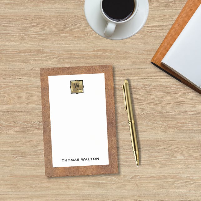 Genuine Leather Look Monogram Name Post-it Klebezettel (Von Creator hochgeladen)