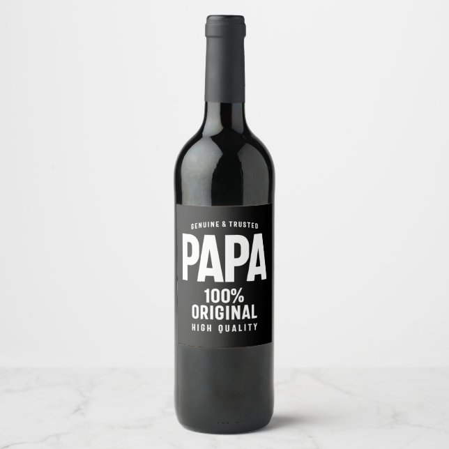 Genuine und Trusted Papa | Father Gift Weinetikett (Vorderseite)