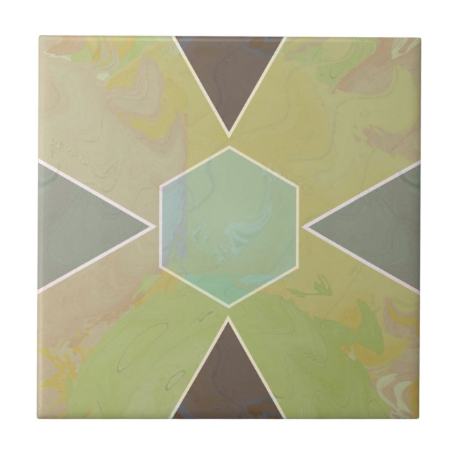 Geo Abstract Pastel Marble Olive Green Fliese (Vorderseite)