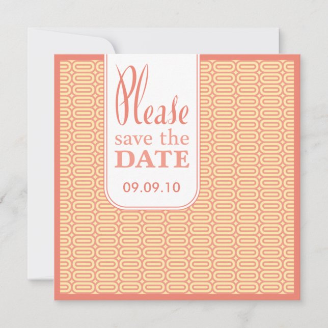 Geo Abstrakt Coral Save the Date einladen (Vorderseite)