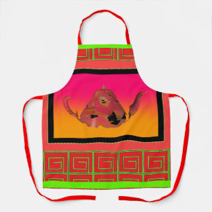 Geo Bamboo Maze Teapot Red Koch Caterer Schürze