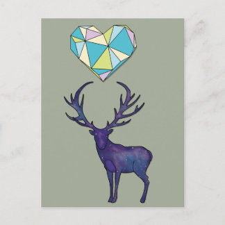 Geo Deer Heart Poster Postkarte