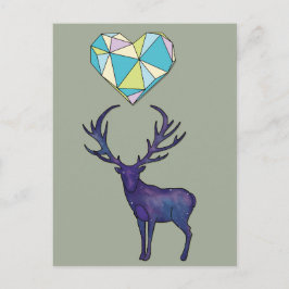 Geo Deer Heart Poster Postkarte