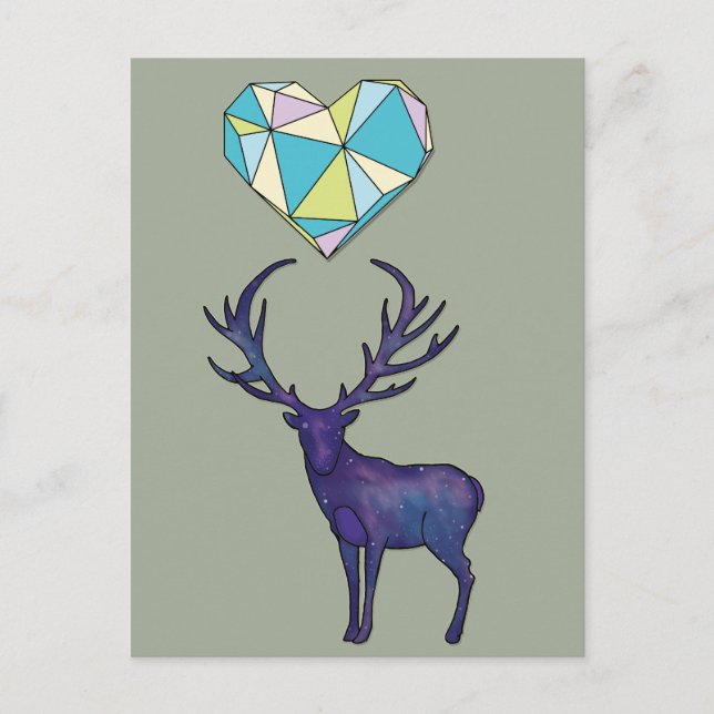 Geo Deer Heart Poster Postkarte (Vorderseite)
