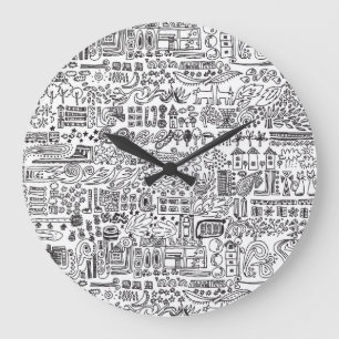 Geo Design abstrakte Muster. Große Wanduhr