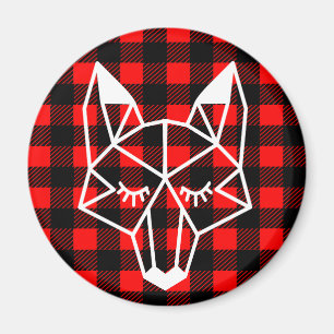 Geo Fox & Rustic Black Red Buffalo Karo Kariert Magnet