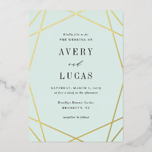 Geo Frame Foil bearbeitbare Farbe Hochzeit Einladu Folieneinladung