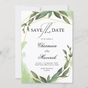 Geo Frame Greenery Leaf Eukalyptus Save the Date Einladung