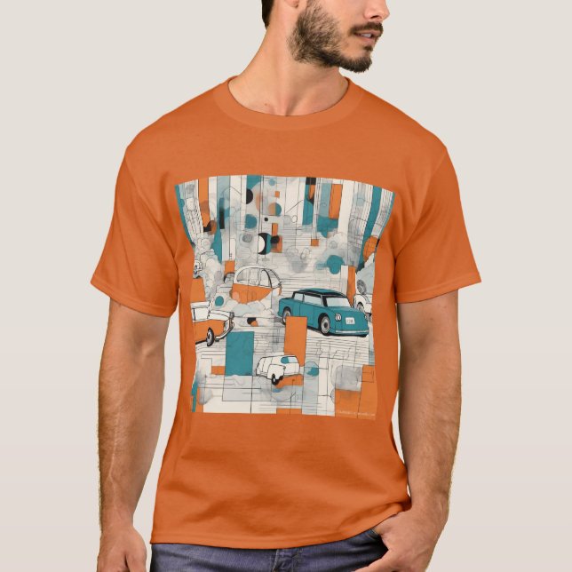 Geo Fusion: Moderner grafischer Print-T - Shirt (Vorderseite)