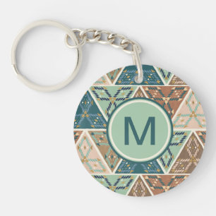 Geo geometrisches Muster des Monogramm-  des Schlüsselanhänger