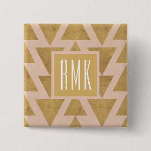 Geo Gold des Monogramm-  des Schritt-  im Freien Button